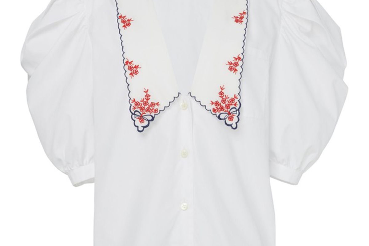 miu miu embroidered cotton top