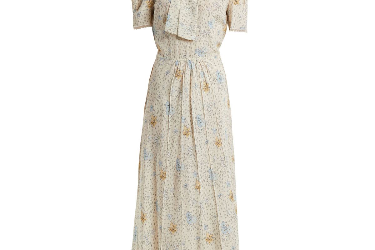 miu miu floral print crepe de chine dress