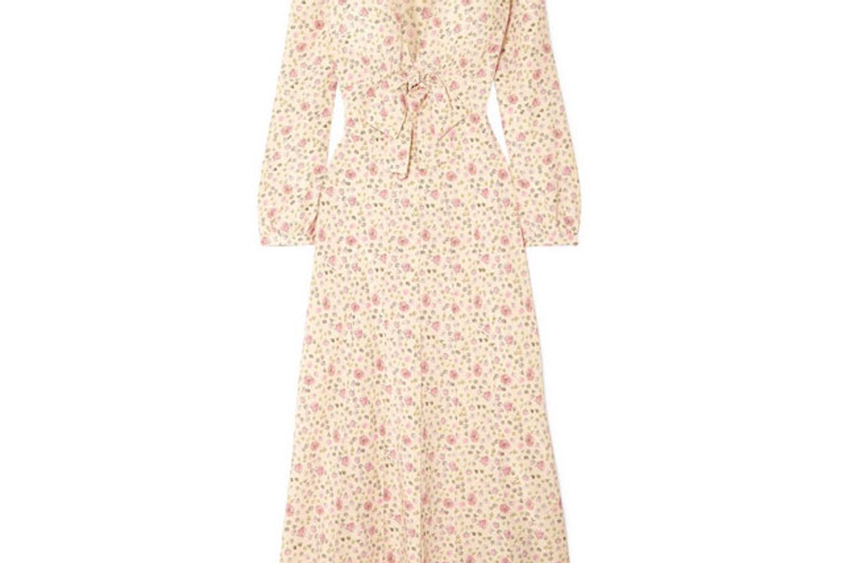 miu miu floral print silk crepe de chine dress