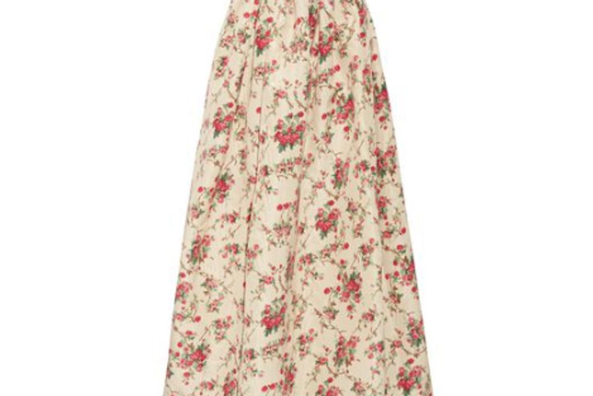 miu miu floral print silk faille maxi skirt