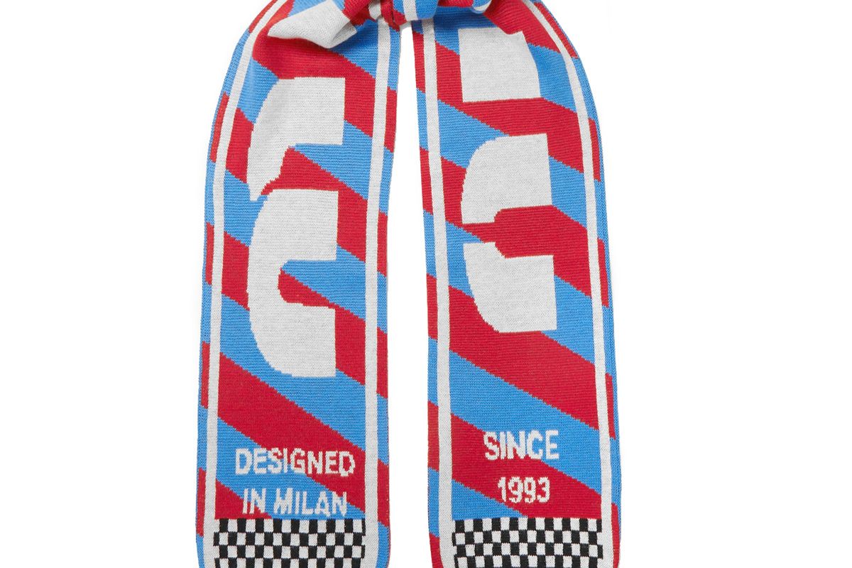 miu miu fringed intarsia wool scarf