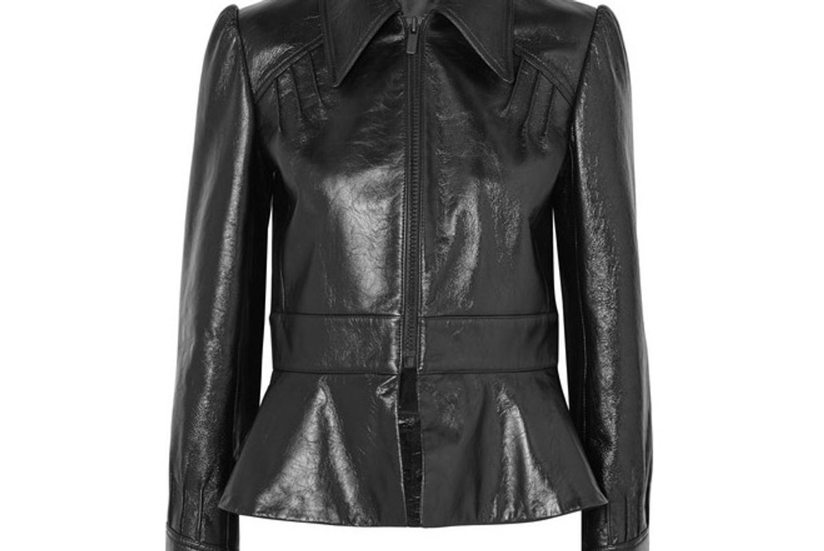 miu miu glossed leather peplum jacket