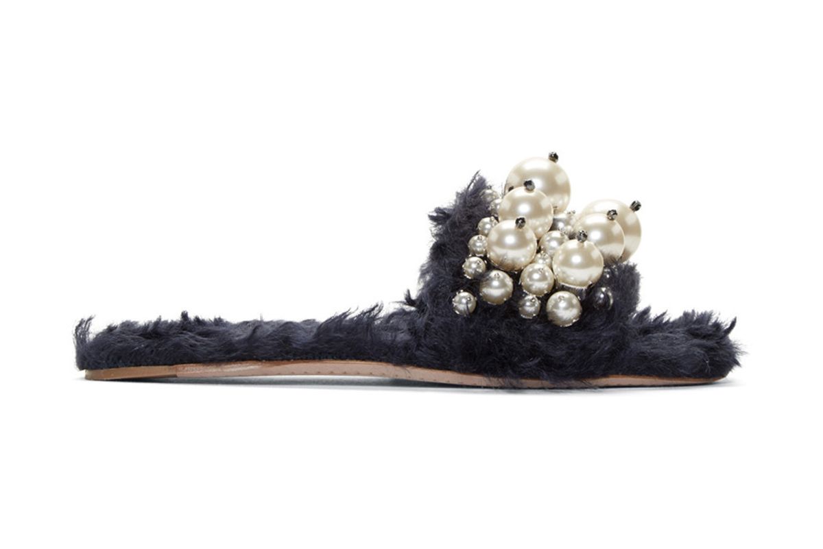 Eco Fur Pearl Slide Sandals