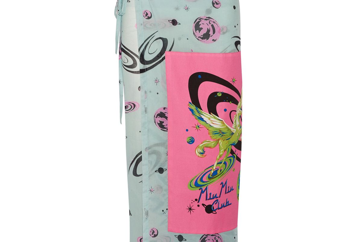 miu miu printed cotton voile skirt