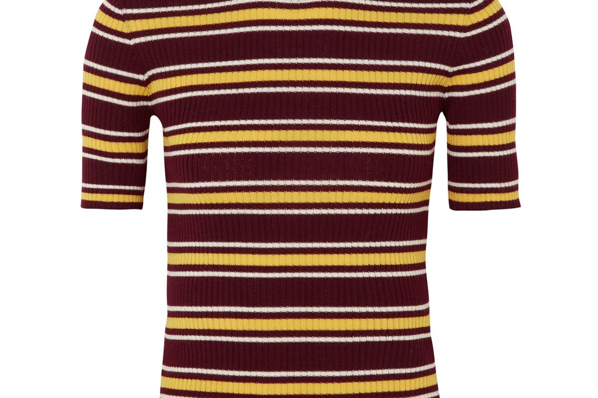 miu miu striped ribbed wool sweater