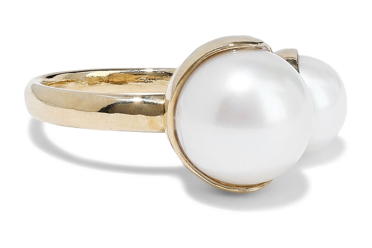 mizuki 14 karat gold freshwater pearl ring