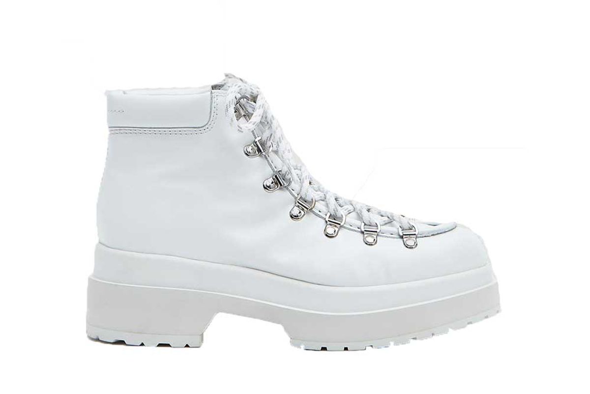 mm6 maison margiela buffed leather hiking boot