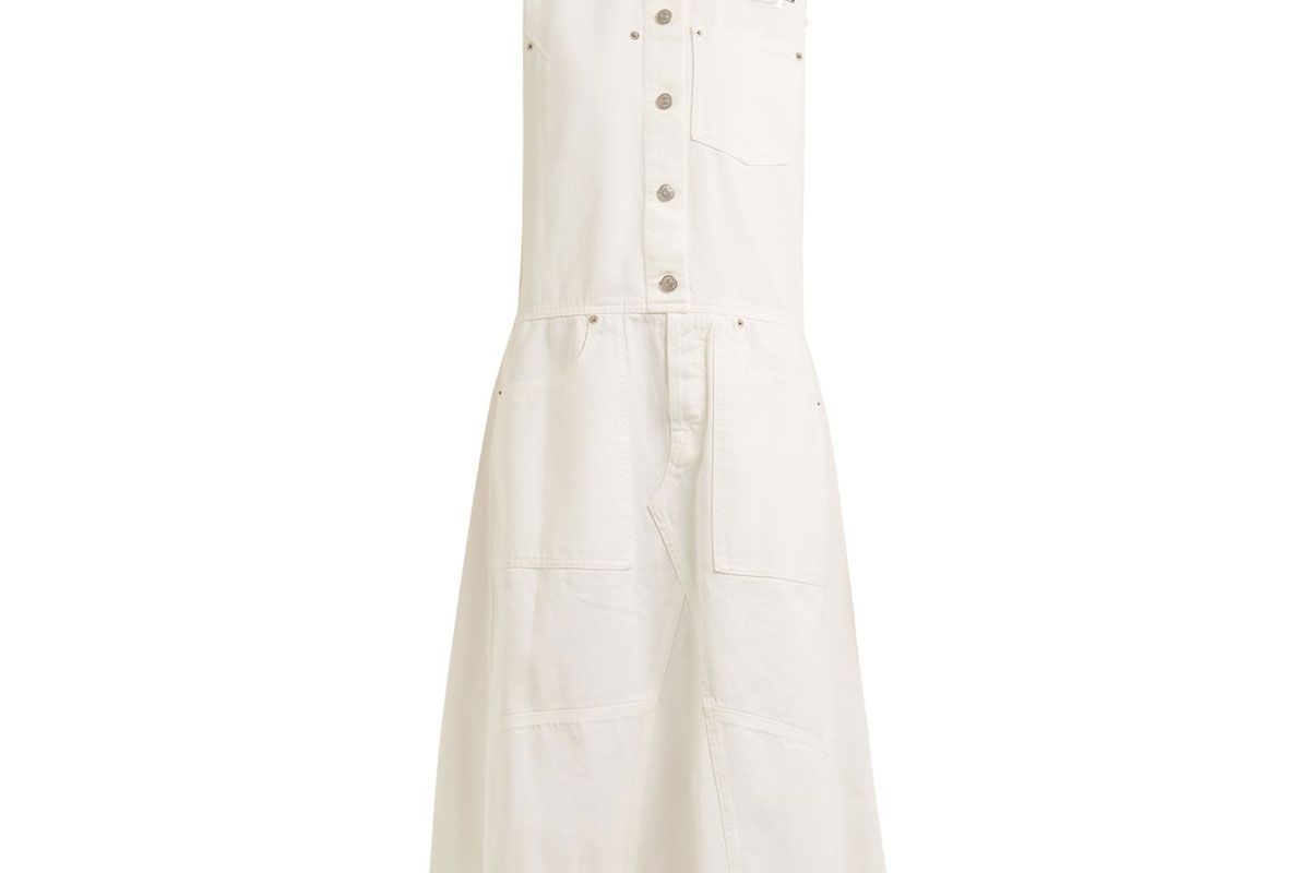 mm6 maison margiela button through sleeveless denim dress