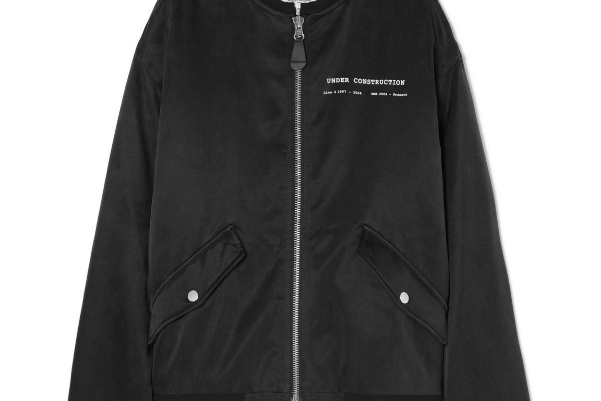 mm6 maison margiela printed satin bomber jacket