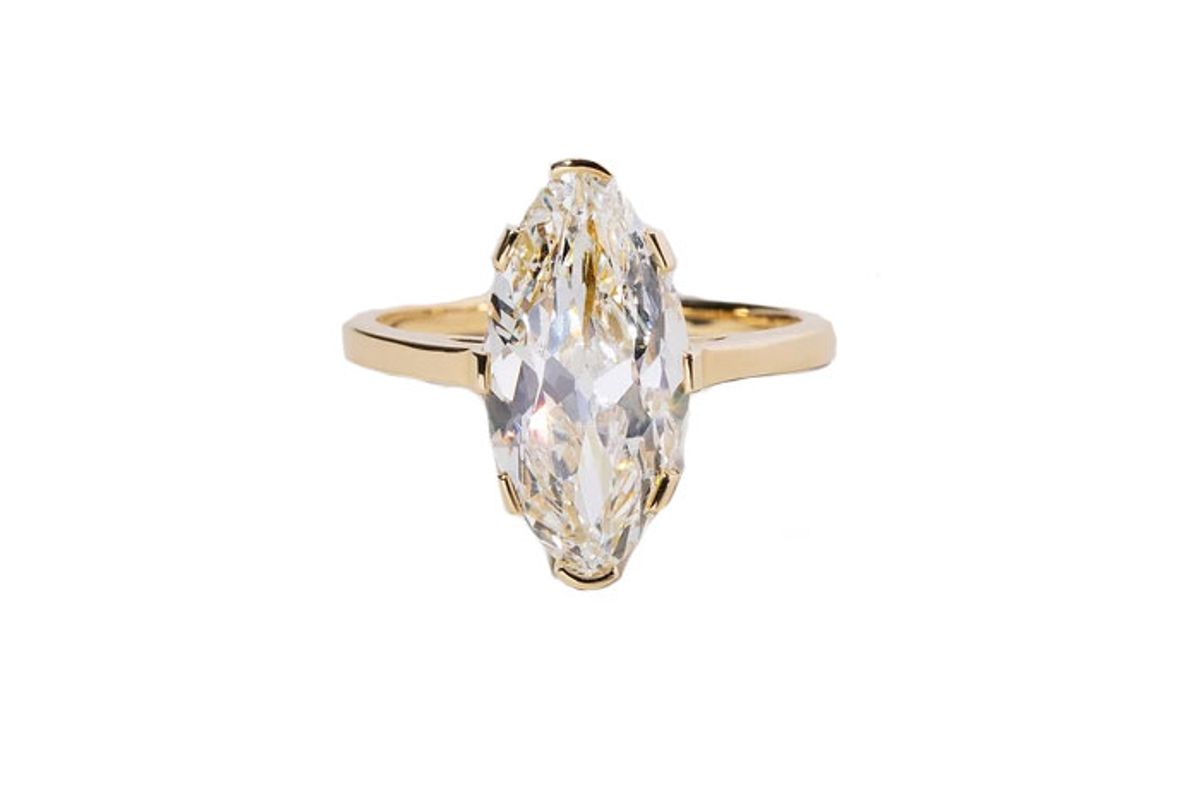 mociun north south navette diamond solitaire ring