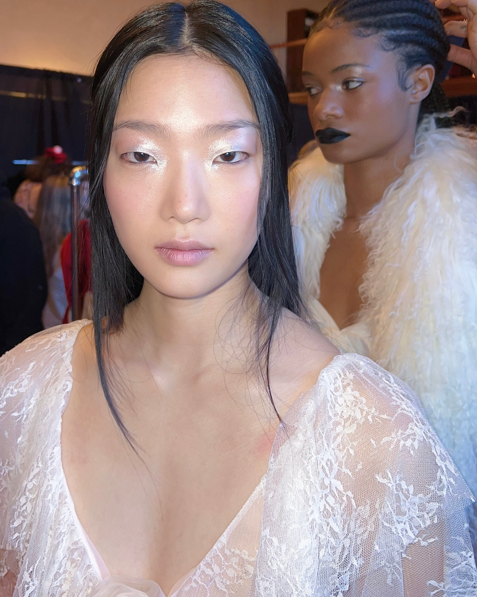 Model behind Sandy Liang at FW23