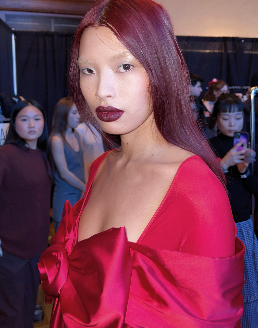 model backstage for Sandy Liang FW23