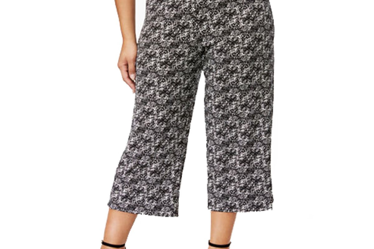 Plus Size Printed Knit Culottes