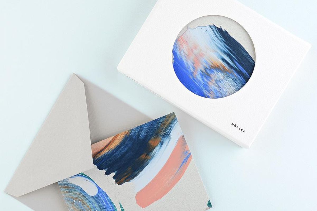 moglea geode hand painted folded note cards boxed