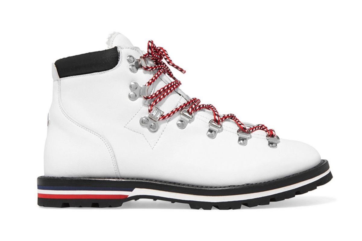 moncler blance shearling lined leather angkle boots