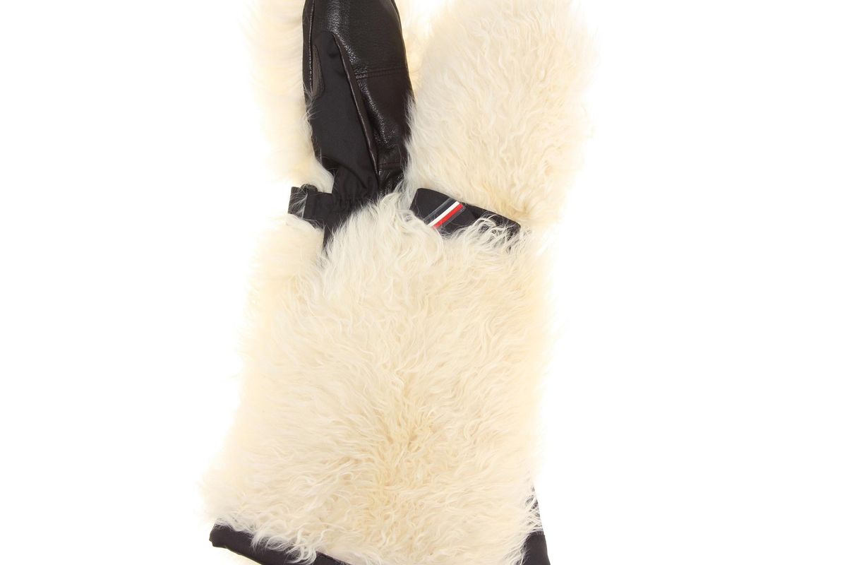 moncler grenoble fur leather ski mittens