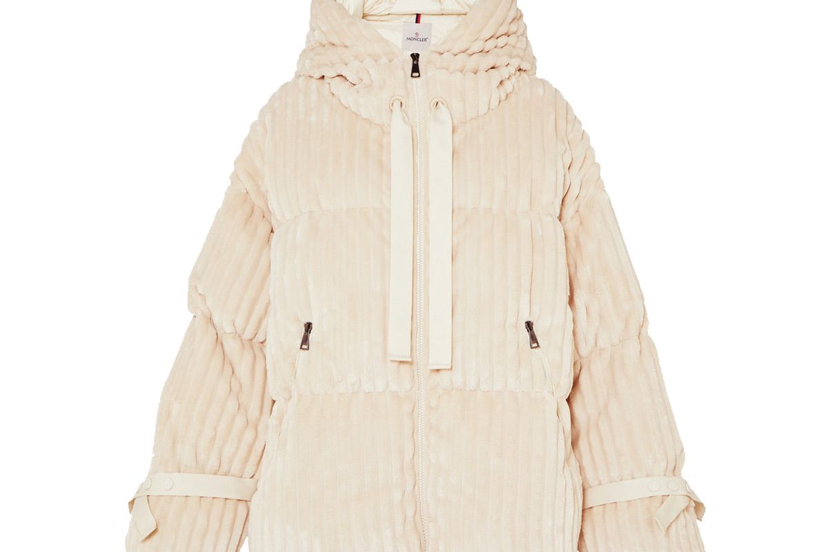 moncler hooded quilted corduroy down jacket