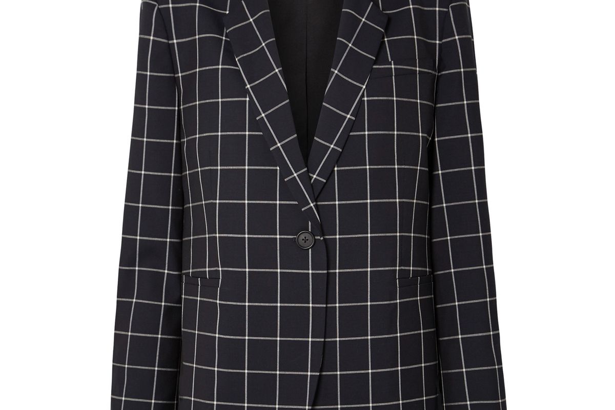 monse lace-up checked wool crepe blazer