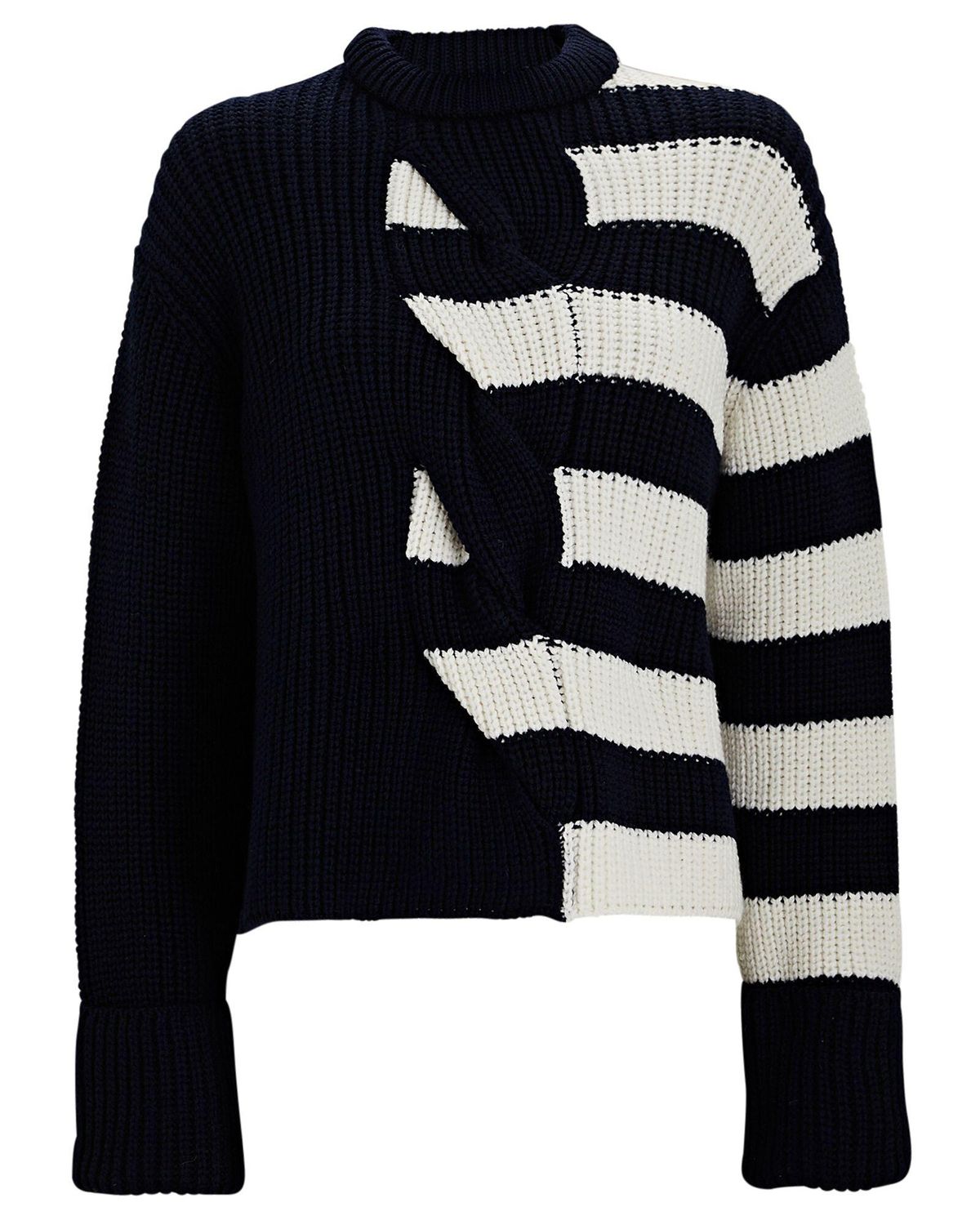 monse striped cable knit merino wool sweater