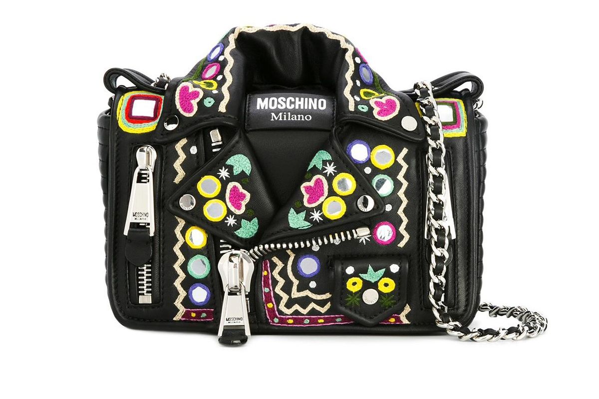 Mirror Embroidered Biker Shoulder Bag