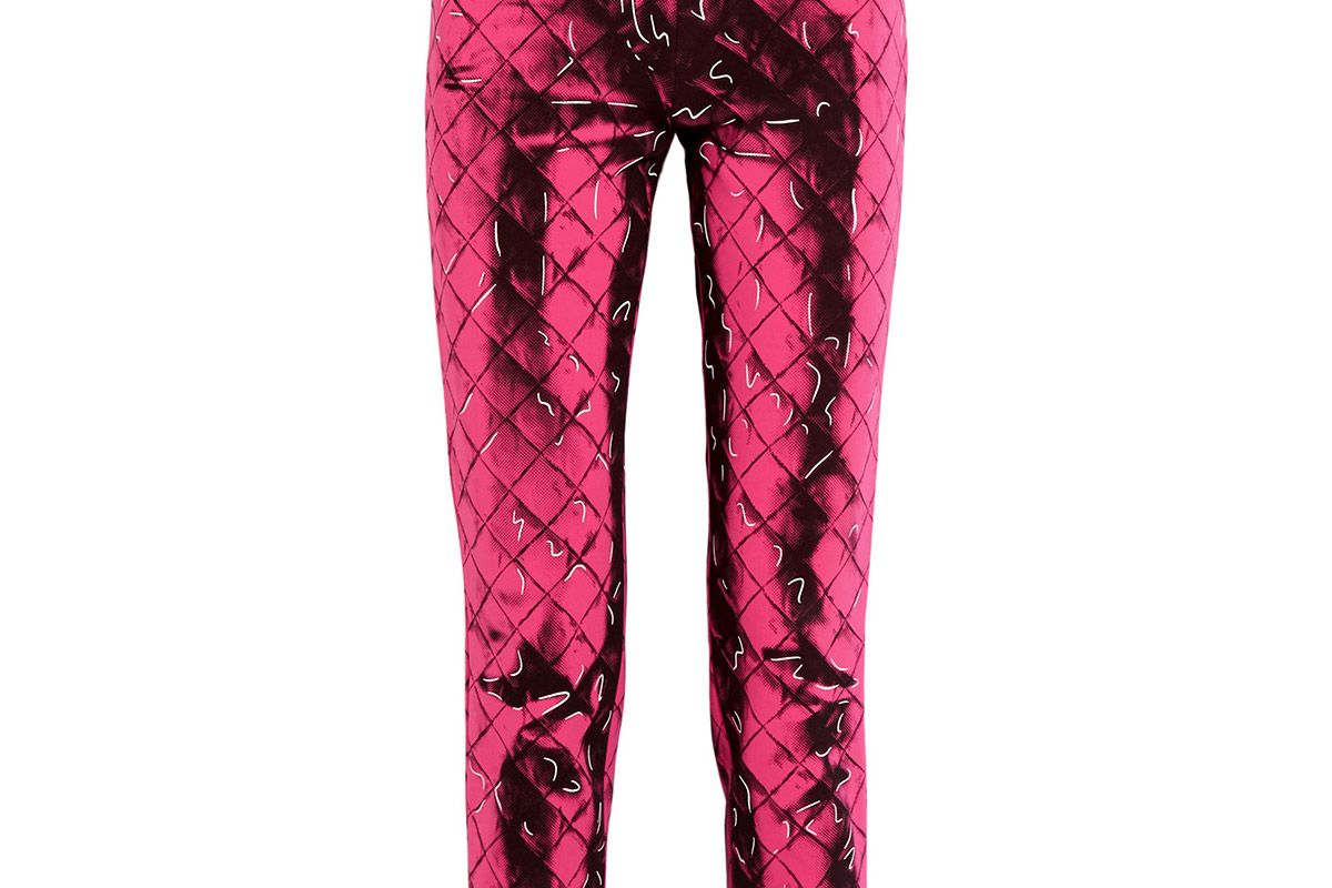 Printed crepe slim-leg pants