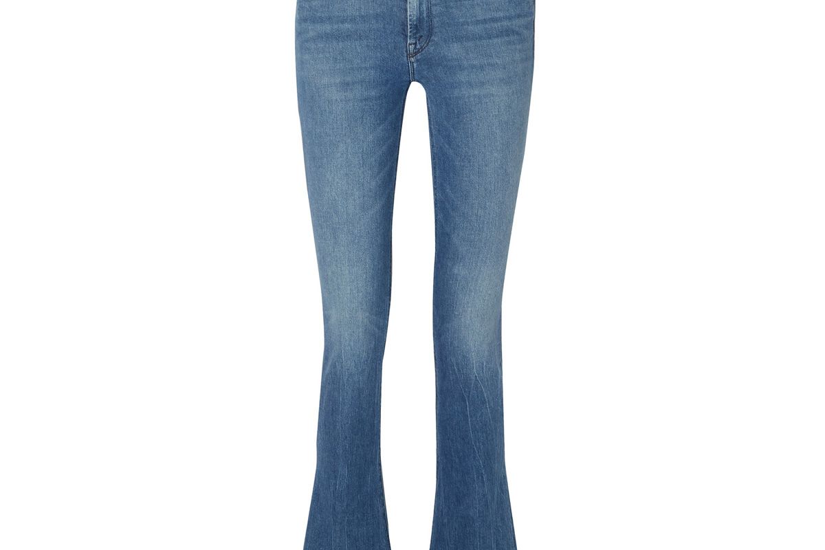 mother the runway frayed mid rise flared jeans