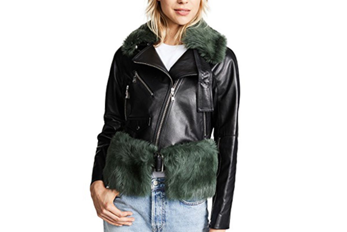 moto jacket removeable shearling collar