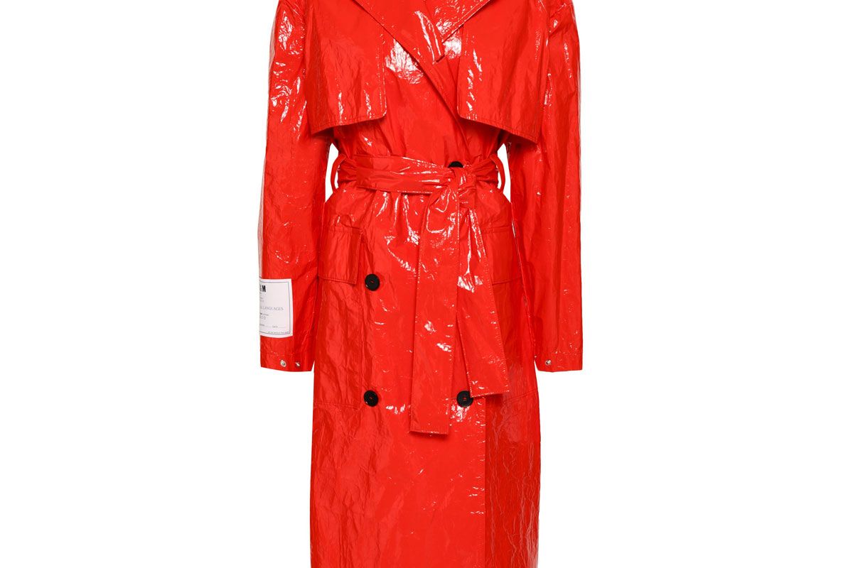 msgm crinkled vinyl trench coat