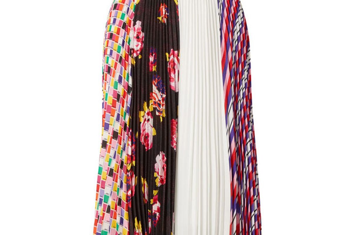 msgm printed plisse-crepe skirt