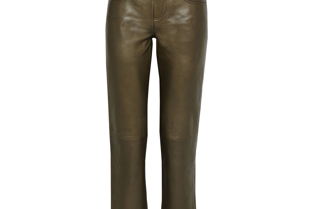 muubaa cropped leather straight leg pants