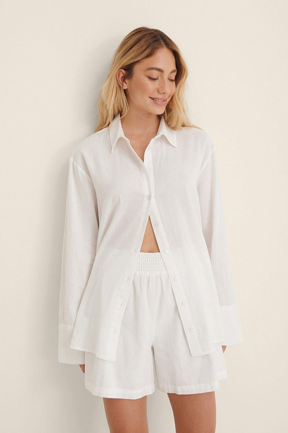 na kd linen look oversized shorts