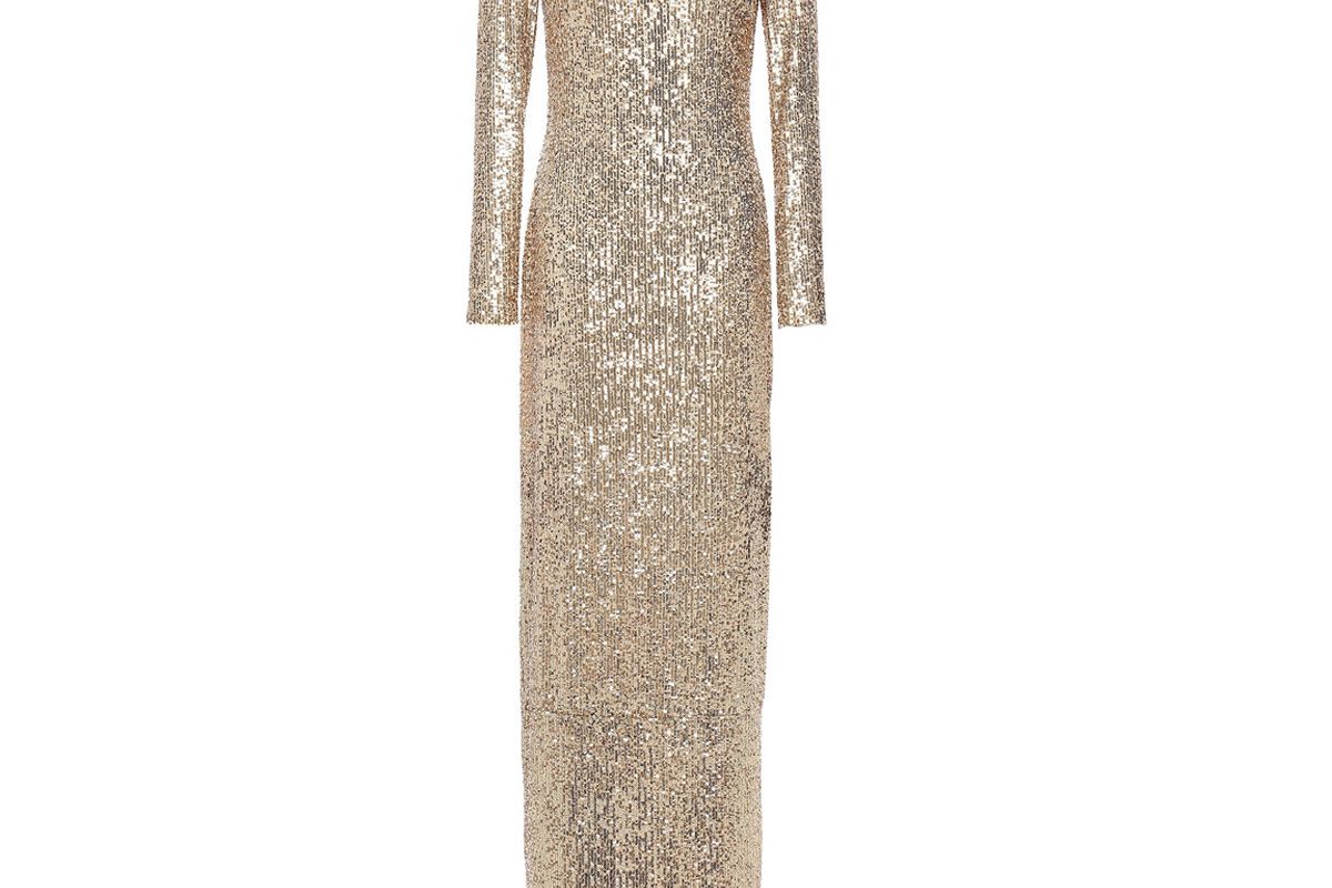 naeem khan sequined stretch tulle gown