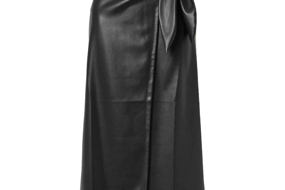 nanushka amas vegan leather wrap skirt