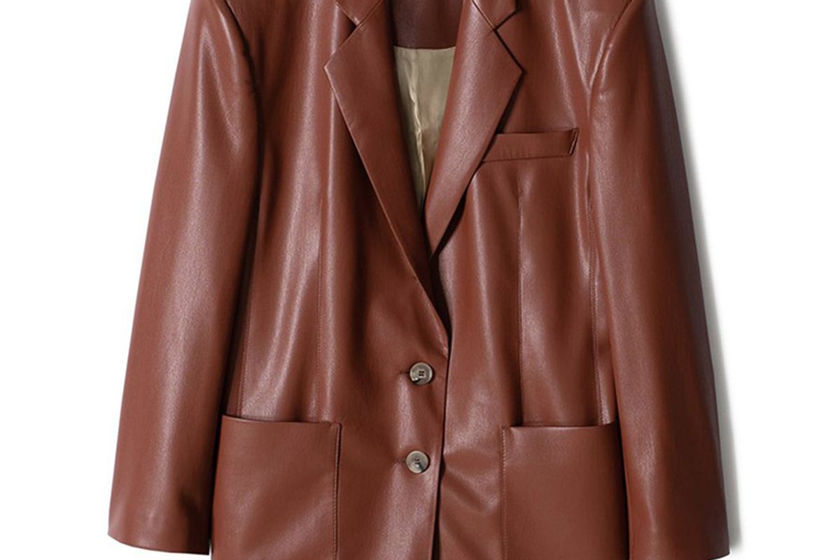nanushka evan faux leather blazer