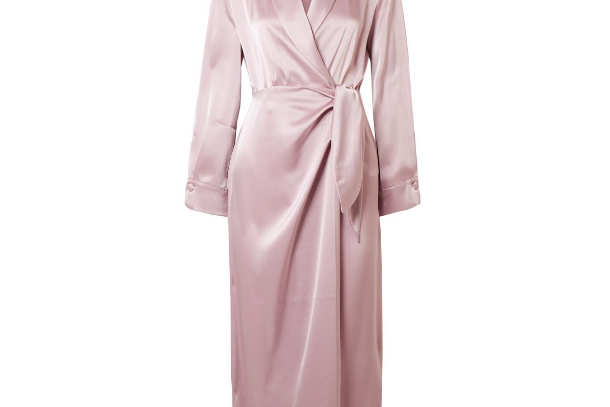 nanushka ezra satin wrap midi dress