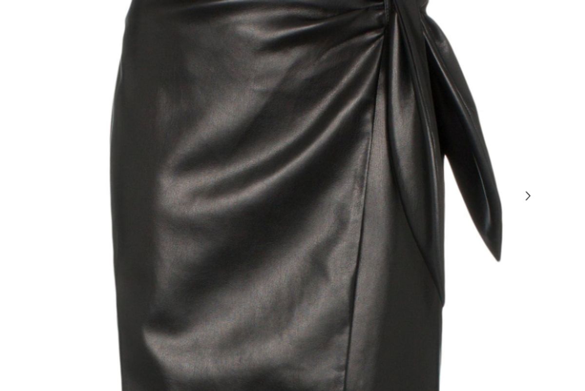 nanushka iowa tie waist vegan leather mini skirt