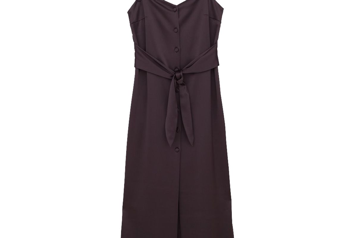 nanushka soraya satin button down dress