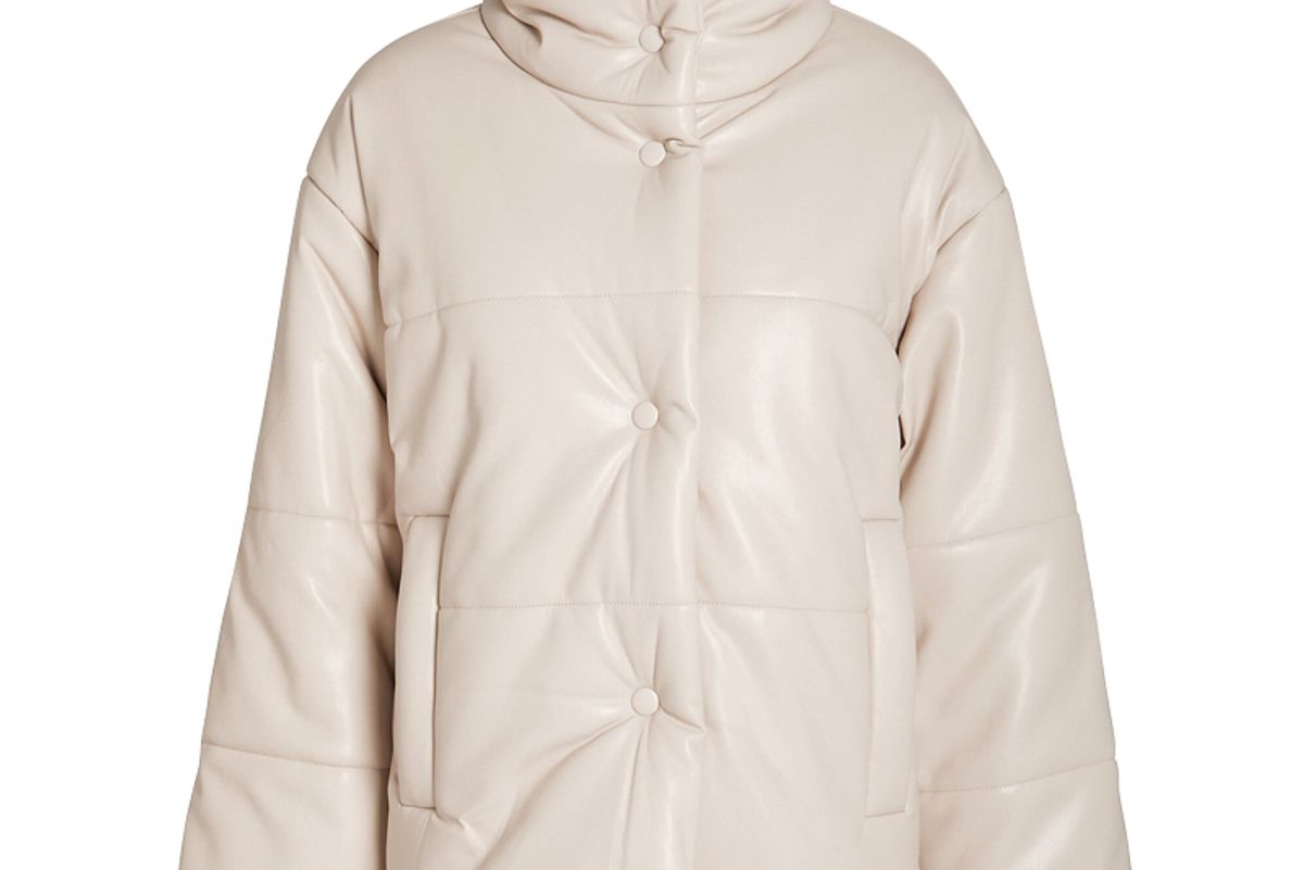 nanushka vegan leather hide puffer jacket