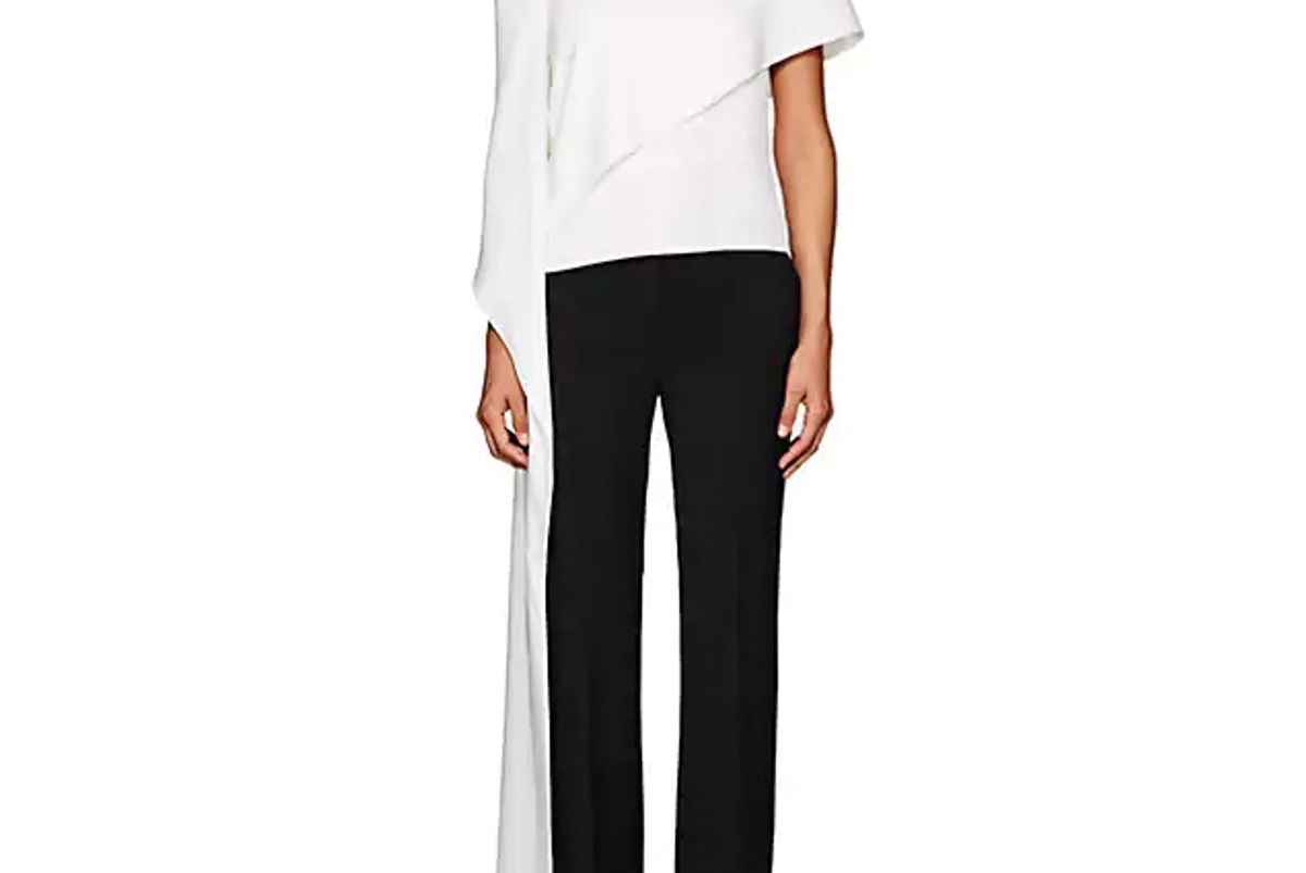 narciso rodriguez hammered silk off-the-shoulder blouse