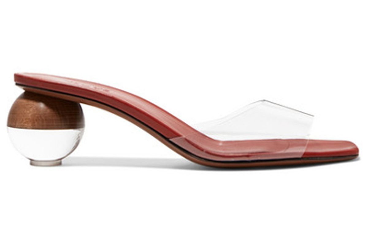 neous opus pvc and leather mules