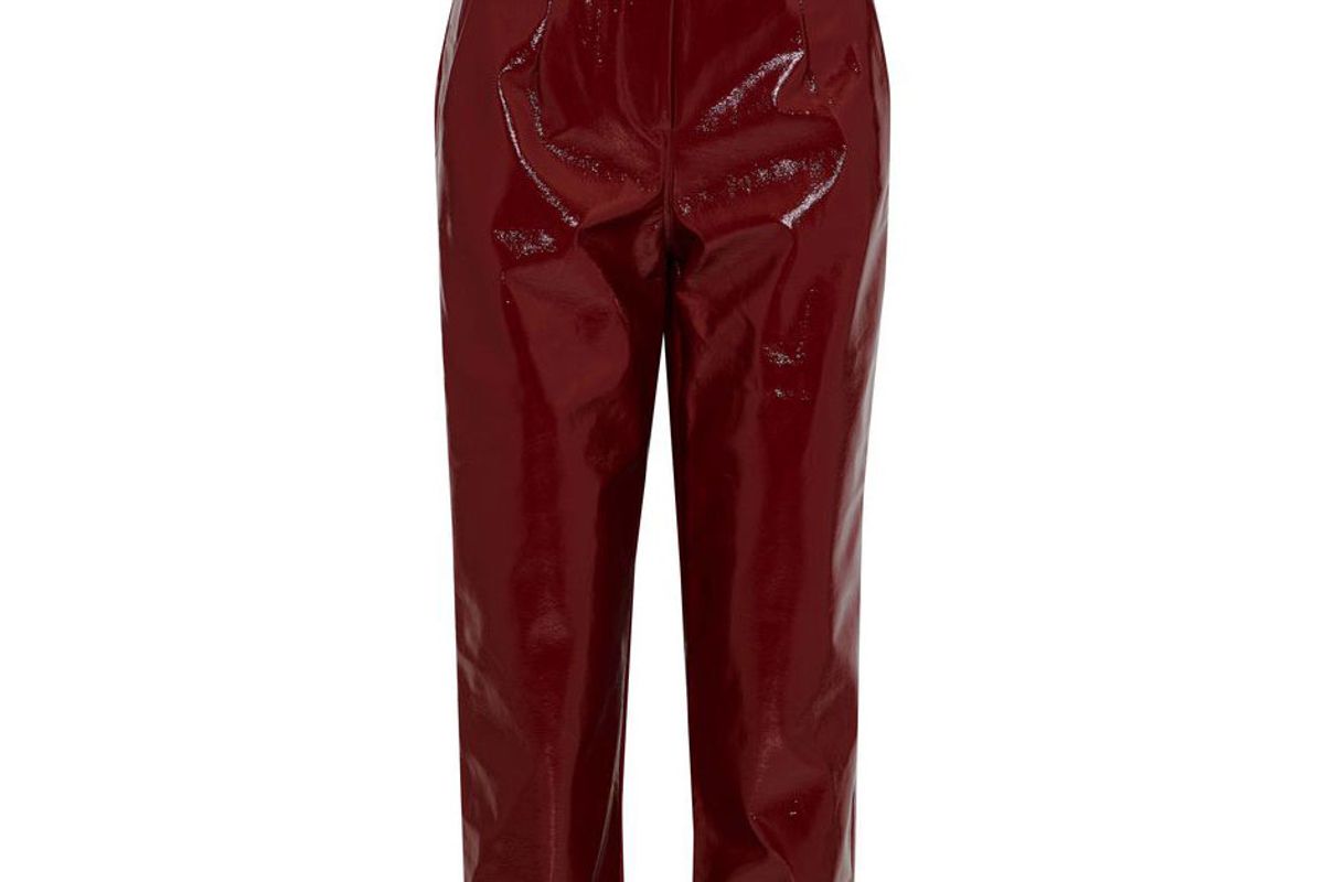 nicholas belted crinked vinyl straight leg pants