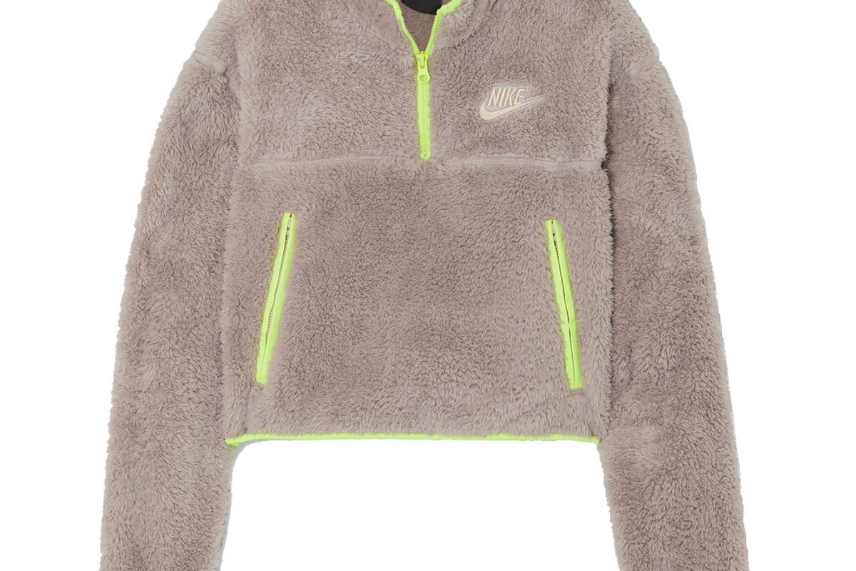 nike cropped jersey trimmed fleece sweatshirt