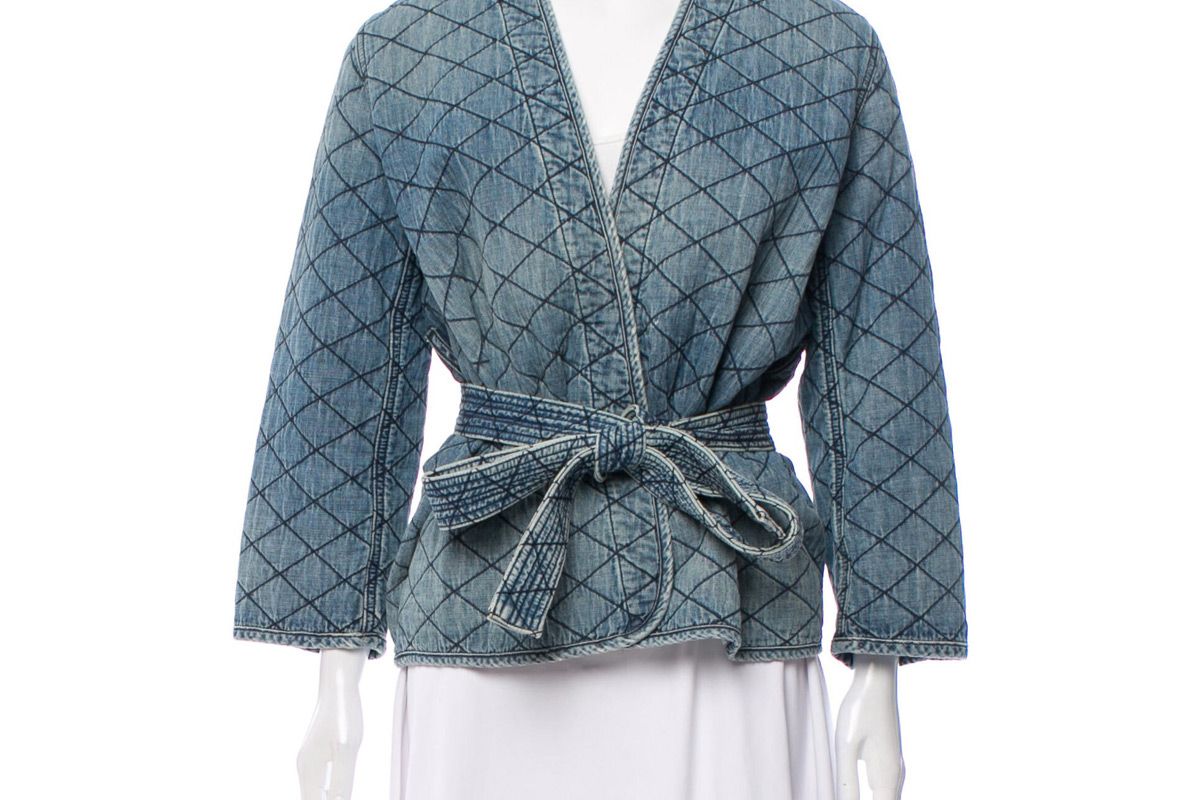 nili lotan plaid print denim jacket
