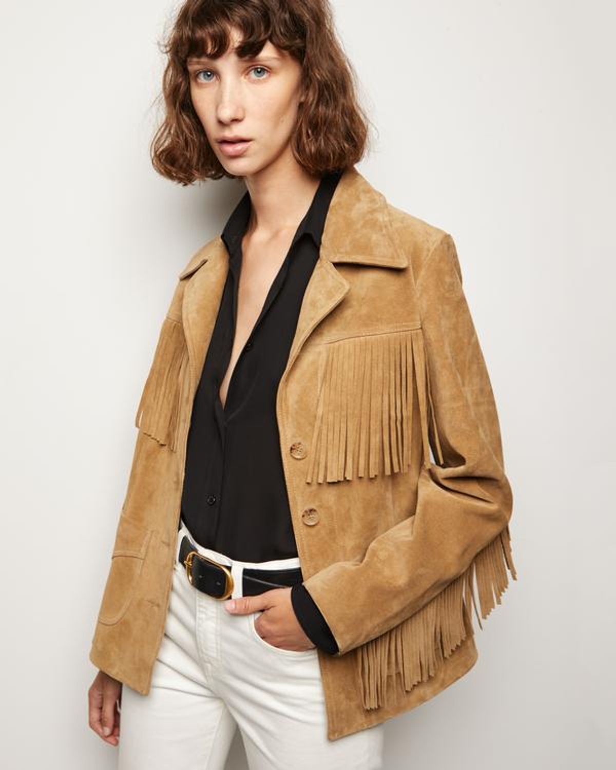 nili lotan suede carter fringe jacket