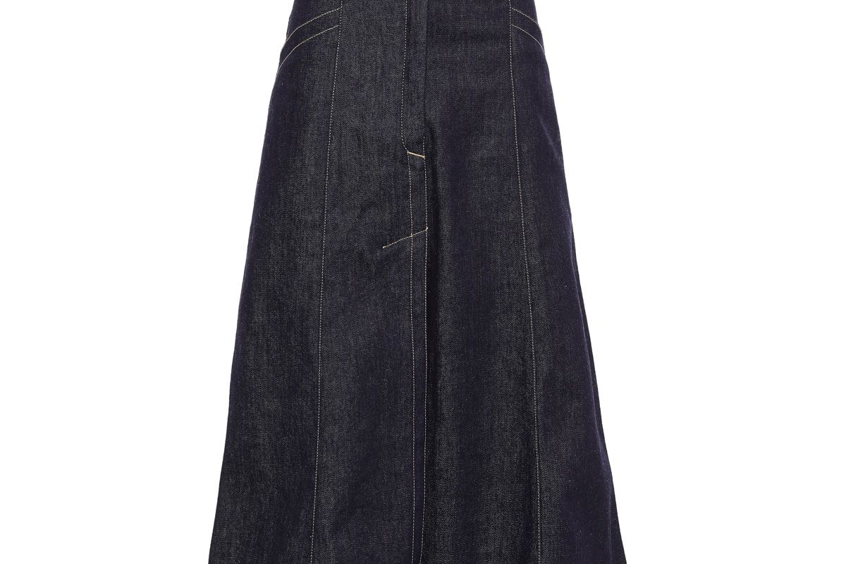 nina ricci flared denim midi skirt