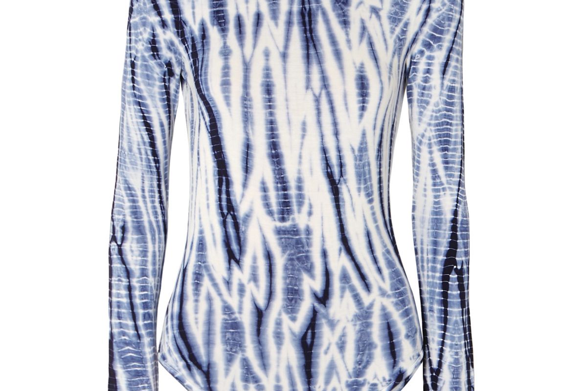 ninety percent net sustain open back tie dyed stretch tencel bodysuit