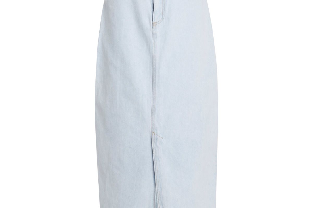 nobody denim avery high rise rigid denim midi skirt