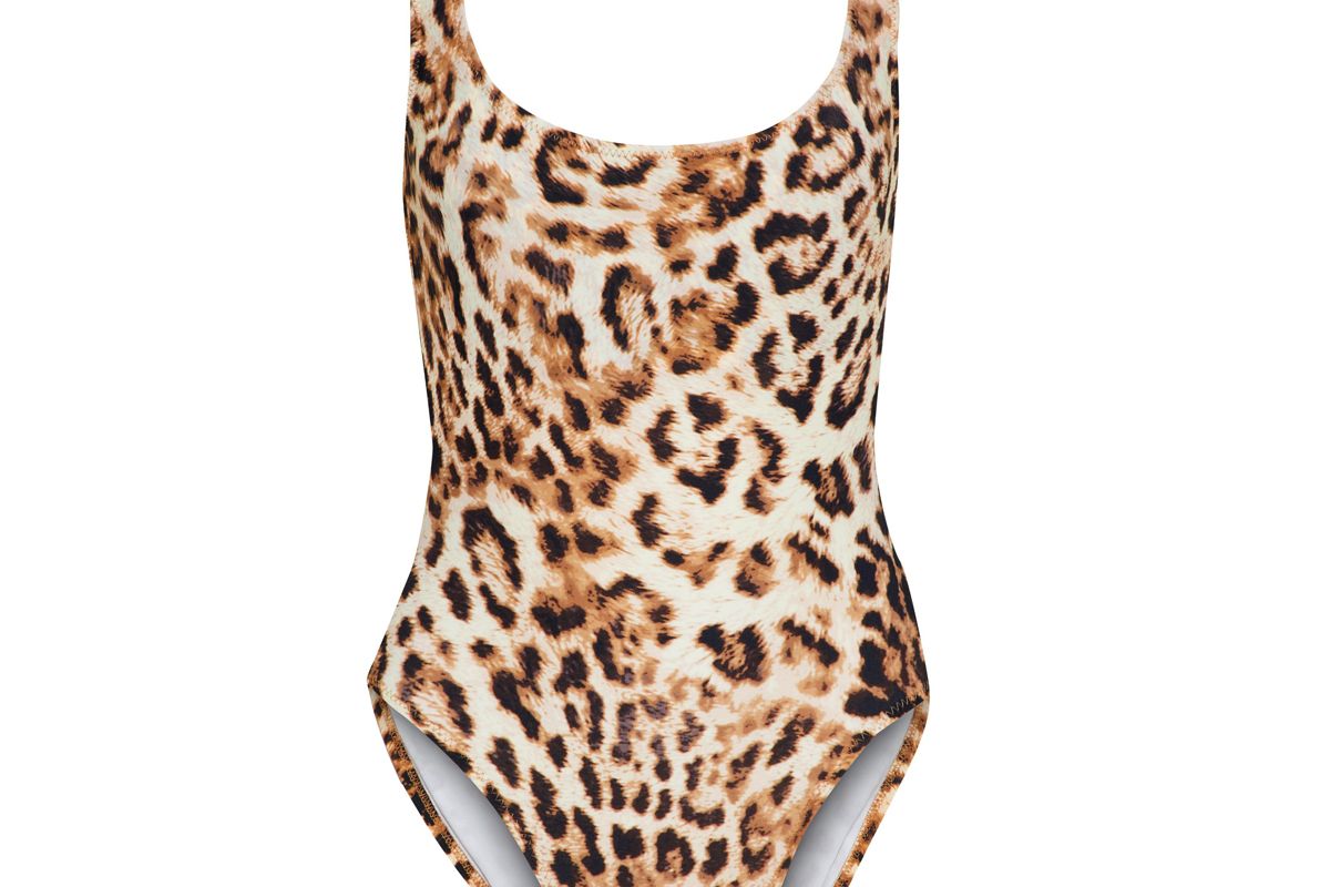 norma kamali leopard print swimsuit