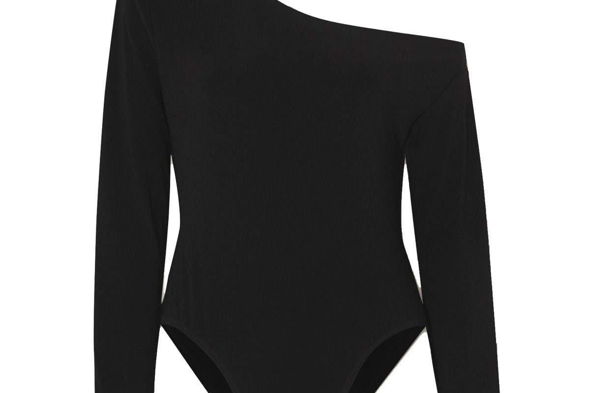 norma kamali one shoulder stretch jersey bodysuit