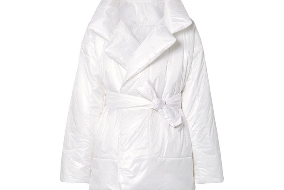 norma kamali sleeping bag oversized belted quilted shell coat